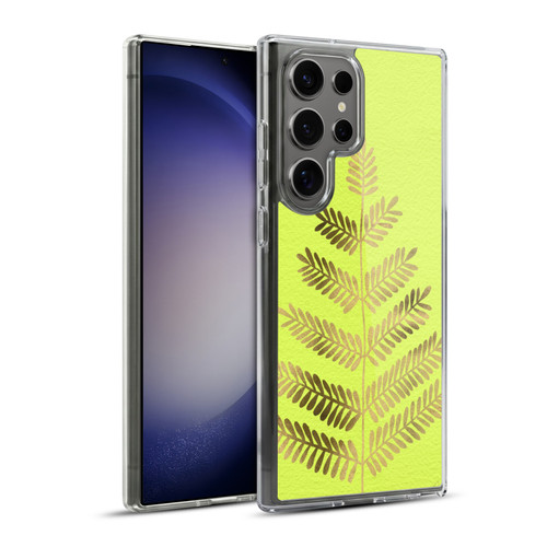 Cat Coquillette Nature Leaflets Yellow Soft Gel Case for Samsung Galaxy S23 Ultra 5G & MagSafe