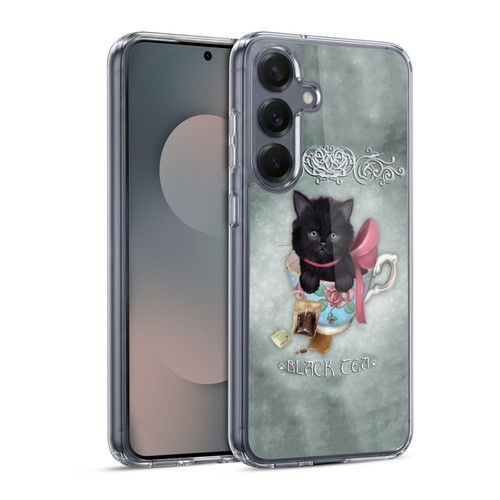 Ash Evans Black Cats Tea Soft Gel Case for Samsung Galaxy S25 & MagSafe