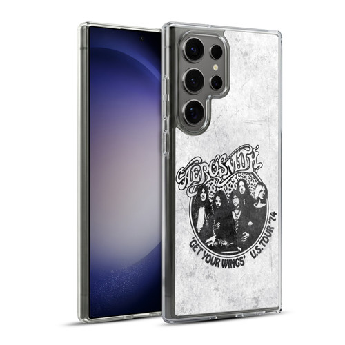 Aerosmith Black And White Get Your Wings US Tour Soft Gel Case for Samsung Galaxy S23 Ultra 5G & MagSafe