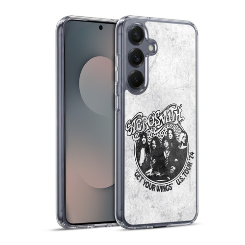 Aerosmith Black And White Get Your Wings US Tour Soft Gel Case for Samsung Galaxy S25+ & MagSafe