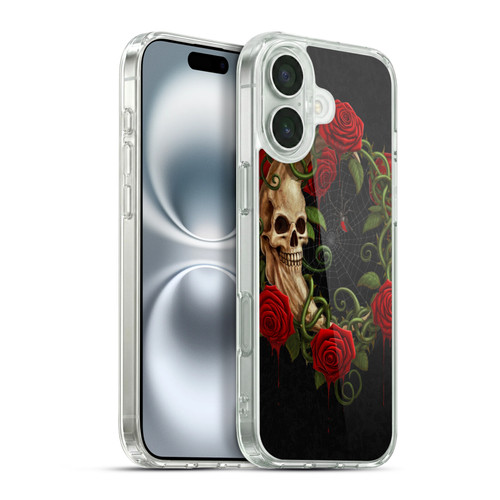 Christos Karapanos Horror Skeleton Moon Red Soft Gel Case for Apple iPhone 16 Plus & MagSafe