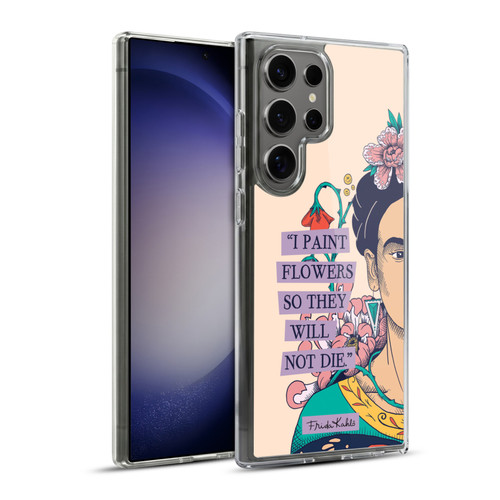 Frida Kahlo Sketch I Paint Flowers Soft Gel Case for Samsung Galaxy S23 Ultra 5G & MagSafe