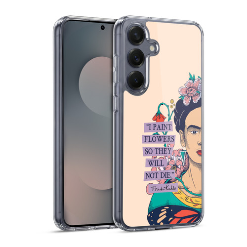 Frida Kahlo Sketch I Paint Flowers Soft Gel Case for Samsung Galaxy S25 & MagSafe