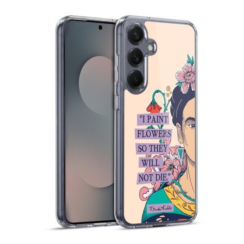 Frida Kahlo Sketch I Paint Flowers Soft Gel Case for Samsung Galaxy S25+ & MagSafe
