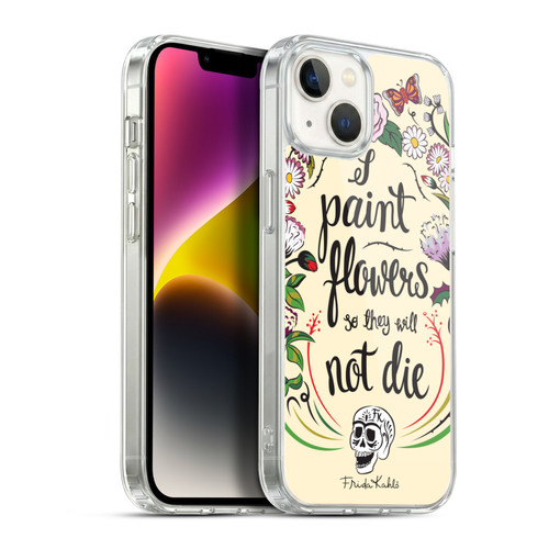 Frida Kahlo Typography Floral Blooms Soft Gel Case for Apple iPhone 14 Plus & MagSafe