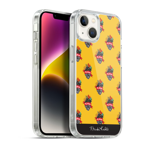 Frida Kahlo Typography Heart Pattern Soft Gel Case for Apple iPhone 14 Plus & MagSafe
