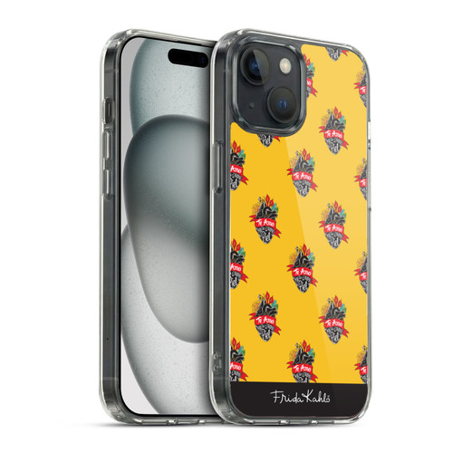 Frida Kahlo Typography Heart Pattern Soft Gel Case for Apple iPhone 15 & MagSafe