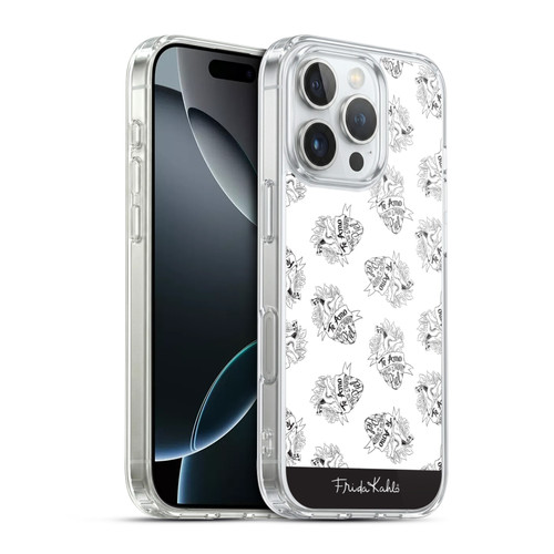 Frida Kahlo Typography White Heart Soft Gel Case for Apple iPhone 16 Pro & MagSafe