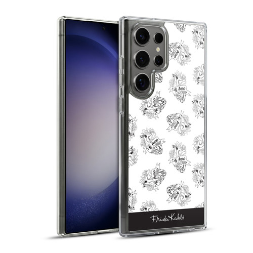 Frida Kahlo Typography White Heart Soft Gel Case for Samsung Galaxy S23 Ultra 5G & MagSafe