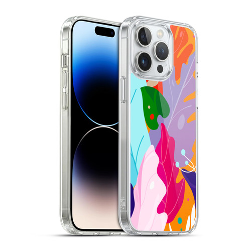 Haroulita Leaves 2 Colorful Leaves Soft Gel Case for Apple iPhone 14 Pro Max & MagSafe