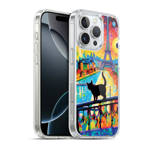 Michael David Ward Psychedelic Art Cat In Midnight Paris Soft Gel Case for Apple iPhone 16 Pro & MagSafe
