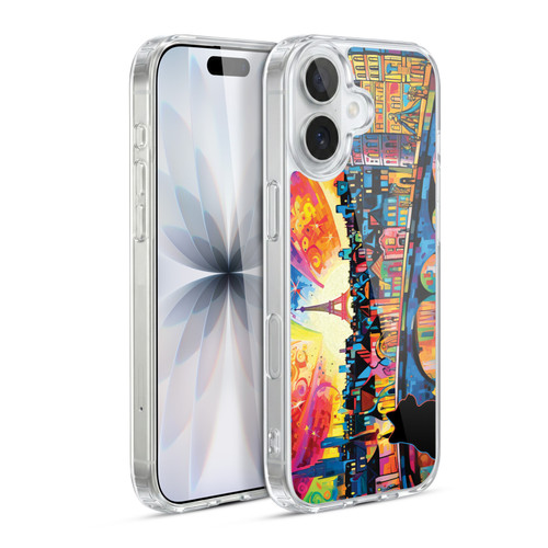 Michael David Ward Psychedelic Art Midnight Cat In Paris Soft Gel Case for Apple iPhone 17