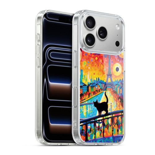 Michael David Ward Psychedelic Art Cat In Midnight Paris Soft Gel Case for Apple iPhone 17 Pro
