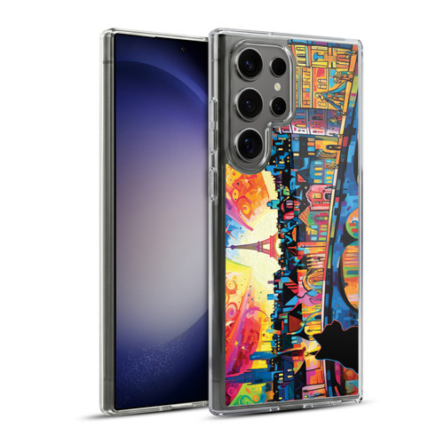 Michael David Ward Psychedelic Art Midnight Cat In Paris Soft Gel Case for Samsung Galaxy S23 Ultra 5G & MagSafe