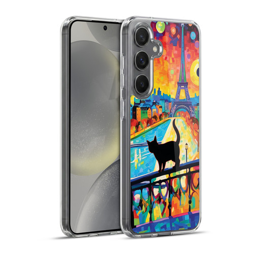Michael David Ward Psychedelic Art Cat In Midnight Paris Soft Gel Case for Samsung Galaxy S24+ 5G & MagSafe