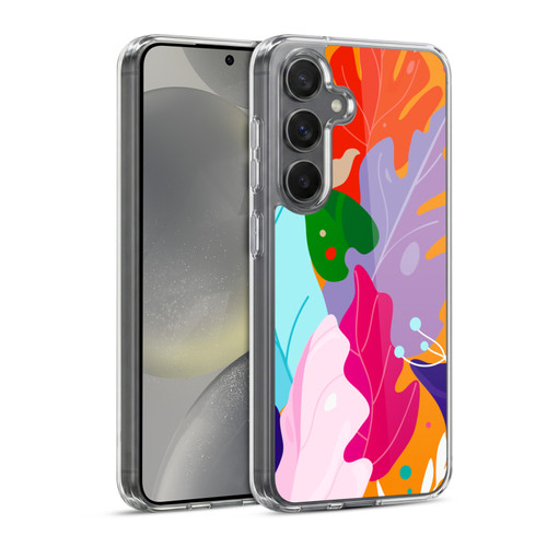 Haroulita Leaves 2 Colorful Leaves Soft Gel Case for Samsung Galaxy S24 5G & MagSafe