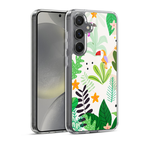 Haroulita Leaves 2 Leaves And Parrots Soft Gel Case for Samsung Galaxy S24 5G & MagSafe