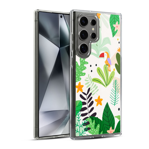 Haroulita Leaves 2 Leaves And Parrots Soft Gel Case for Samsung Galaxy S24 Ultra 5G & MagSafe