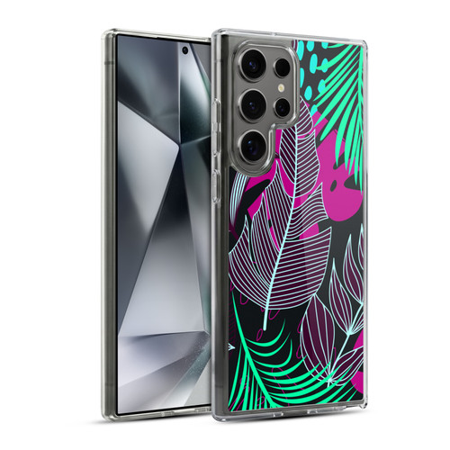 Haroulita Leaves 2 Magenta Soft Gel Case for Samsung Galaxy S24 Ultra 5G & MagSafe