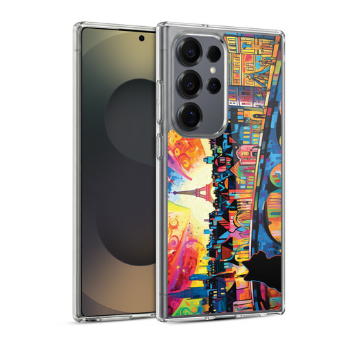 Michael David Ward Psychedelic Art Midnight Cat In Paris Soft Gel Case for Samsung Galaxy S25 Ultra & MagSafe