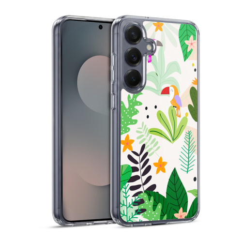 Haroulita Leaves 2 Leaves And Parrots Soft Gel Case for Samsung Galaxy S25 & MagSafe