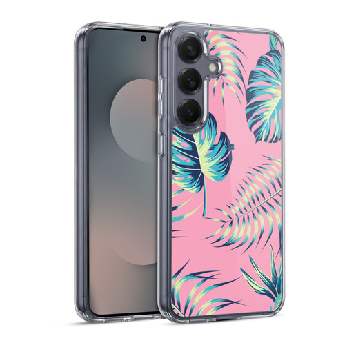 Haroulita Leaves 2 Pink Soft Gel Case for Samsung Galaxy S25 & MagSafe