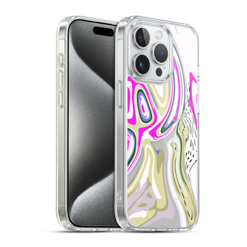 Haroulita Liquid Marble Magenta Swirl Soft Gel Case for Apple iPhone 15 Pro & MagSafe