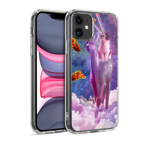 Random Galaxy Space Pizza Ride Lazer Cat Riding Llama Soft Gel Case for Apple iPhone 11