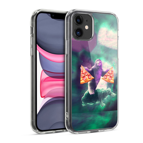 Random Galaxy Space Pizza Ride Sloth Riding Turtle Soft Gel Case for Apple iPhone 11