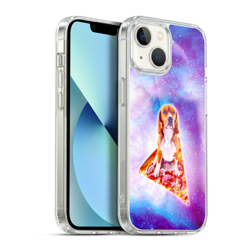 Random Galaxy Space Pizza Ride Blue Galaxy Dog Soft Gel Case for Apple iPhone 13