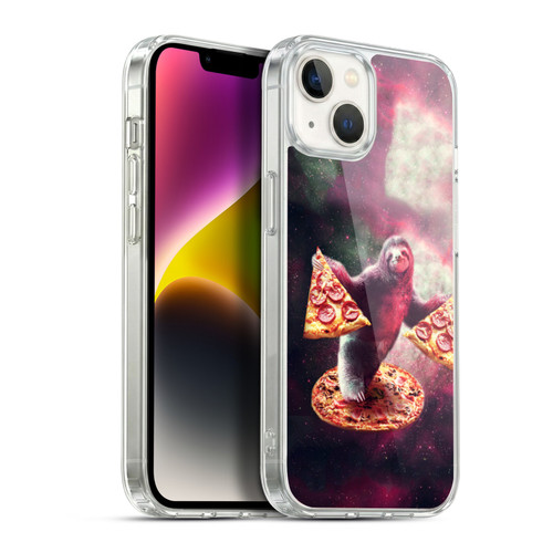 Random Galaxy Space Pizza Ride Galaxy Sloth Soft Gel Case for Apple iPhone 14 Plus & MagSafe