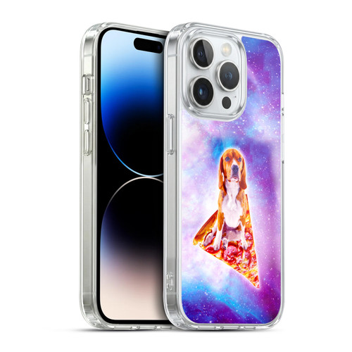 Random Galaxy Space Pizza Ride Blue Galaxy Dog Soft Gel Case for Apple iPhone 14 Pro & MagSafe