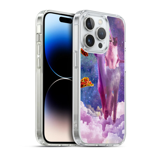 Random Galaxy Space Pizza Ride Lazer Cat Riding Llama Soft Gel Case for Apple iPhone 14 Pro & MagSafe
