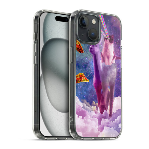 Random Galaxy Space Pizza Ride Lazer Cat Riding Llama Soft Gel Case for Apple iPhone 15 & MagSafe