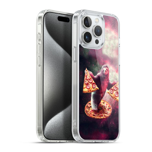 Random Galaxy Space Pizza Ride Galaxy Sloth Soft Gel Case for Apple iPhone 15 Pro Max & MagSafe