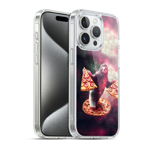 Random Galaxy Space Pizza Ride Galaxy Sloth Soft Gel Case for Apple iPhone 15 Pro & MagSafe