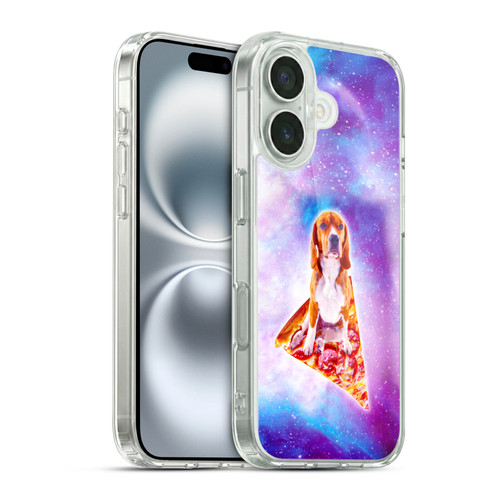 Random Galaxy Space Pizza Ride Blue Galaxy Dog Soft Gel Case for Apple iPhone 16 & MagSafe