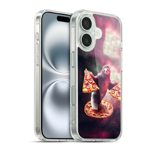 Random Galaxy Space Pizza Ride Galaxy Sloth Soft Gel Case for Apple iPhone 16 & MagSafe