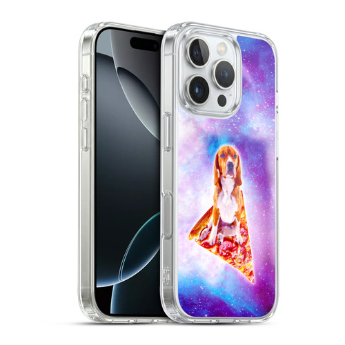 Random Galaxy Space Pizza Ride Blue Galaxy Dog Soft Gel Case for Apple iPhone 16 Pro & MagSafe