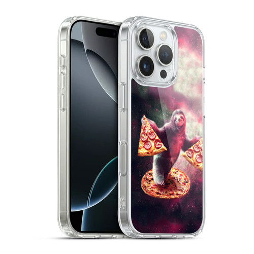 Random Galaxy Space Pizza Ride Galaxy Sloth Soft Gel Case for Apple iPhone 16 Pro & MagSafe