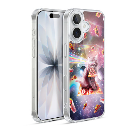 Random Galaxy Space Pizza Ride Outer Space Lazer Cat Soft Gel Case for Apple iPhone 17