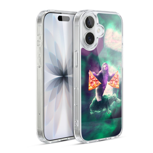 Random Galaxy Space Pizza Ride Sloth Riding Turtle Soft Gel Case for Apple iPhone 17