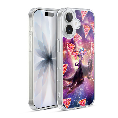 Random Galaxy Space Pizza Ride Thug Cat & Dinosaur Unicorn Soft Gel Case for Apple iPhone 17