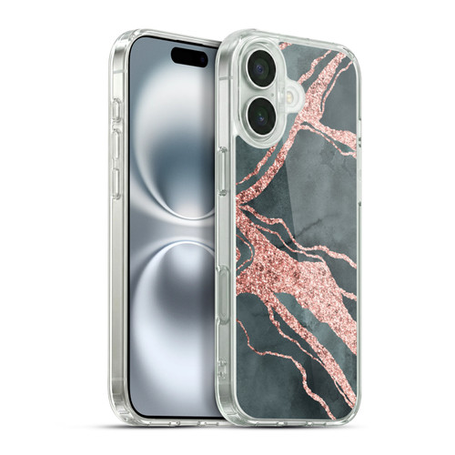LebensArt Gemstone Marble Rose Gold Ripple Soft Gel Case for Apple iPhone 16 Plus & MagSafe