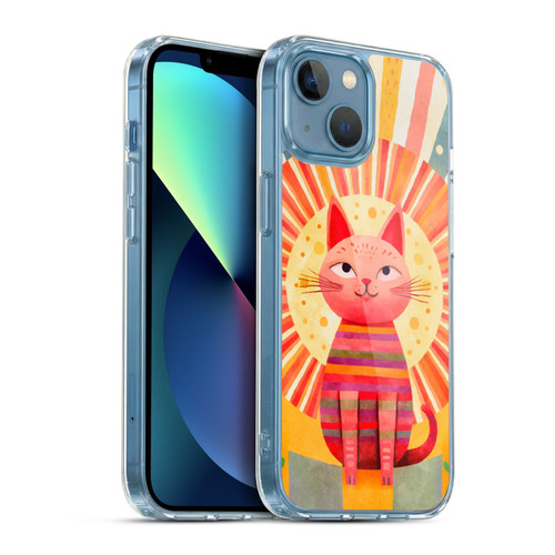 LebensArt Mix Art Red Whimsy Cat Soft Gel Case for Apple iPhone 13 Mini & MagSafe