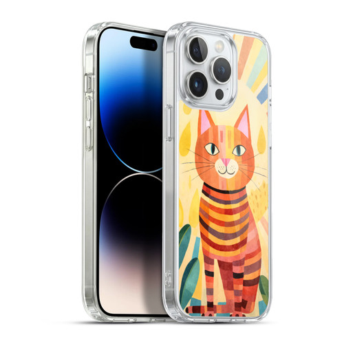 LebensArt Mix Art Stripes Whimsy Cat Soft Gel Case for Apple iPhone 13 Pro Max & MagSafe