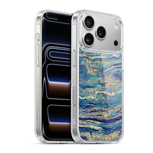 LebensArt Gemstone Marble Mineral Blue Gem Soft Gel Case for Apple iPhone 17 Pro