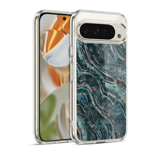 LebensArt Gemstone Marble Dark Teal Glamour Soft Gel Case for Google Pixel 9 / Pixel 9 Pro