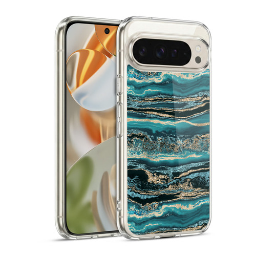 LebensArt Gemstone Marble Luxury Turquoise Soft Gel Case for Google Pixel 9 / Pixel 9 Pro