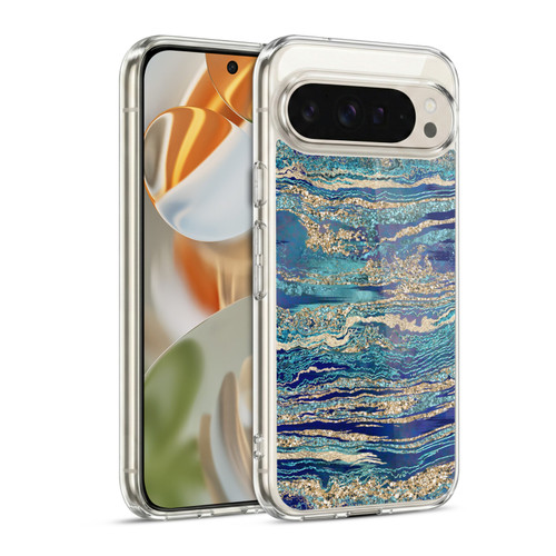 LebensArt Gemstone Marble Mineral Blue Gem Soft Gel Case for Google Pixel 9 / Pixel 9 Pro